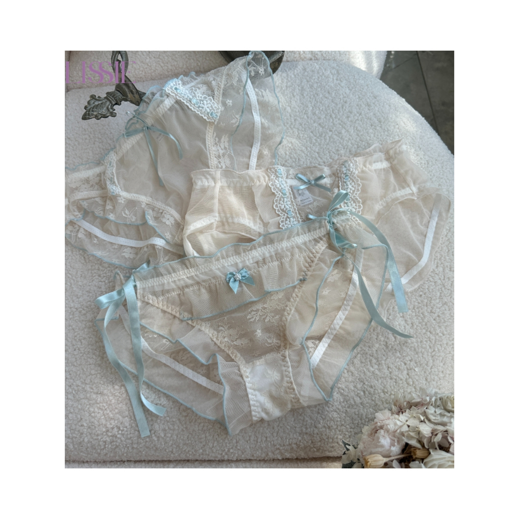 กางเกงในผู้หญิงซีทรูบางเบา ผ้าตาข่ายระบายอากาศ แต่งลูกไม้ตัดสี ดีไซน์หวานเซ็กซี่ สไตล์สาวน้อย ใส่สบาย