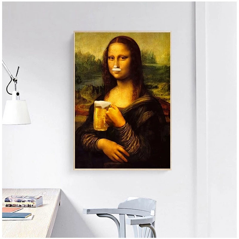 (พร้อมส่งจากไทย ภาพรวมกรอบ)รูป Mona Lisa สไตล์นอร์ดิก สําหรับตกแต่งผนัง ห้องนั่งเล่น ตกแต่งผนัง