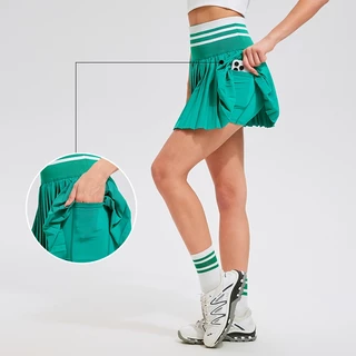 Cosleaf Skirt กระโปรงพลีทเอวสูง ขอบสี ผ้าพริ้ว มีซับในกันโป๊ (กางเกงซับมีกระเป๋าใส่ของ) ใส่เล่นกีฬา ตีกอล์ฟ เทนนิส Sport