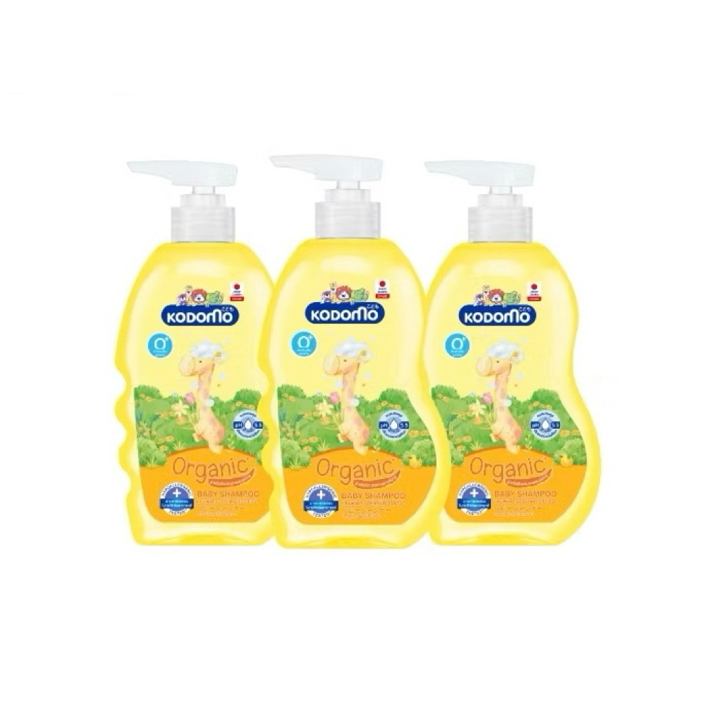 [ 3 ขวด ] Kodomo Original แชมพูเด็ก โคโดโม สูตรออริจินอล  ออร์แกนิค อโลเวร่า  สีเหลือง 400 มล.