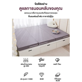【ต้องซื้อ】Mattress ที่นอนเมมโมรี่โฟมพับได้ 3ตอน เก็บสะดวก สัมผัสแน่นหนา6นิ้วไม่ปวดหลังวางพื้นได้ยืดหยุ่นสูง