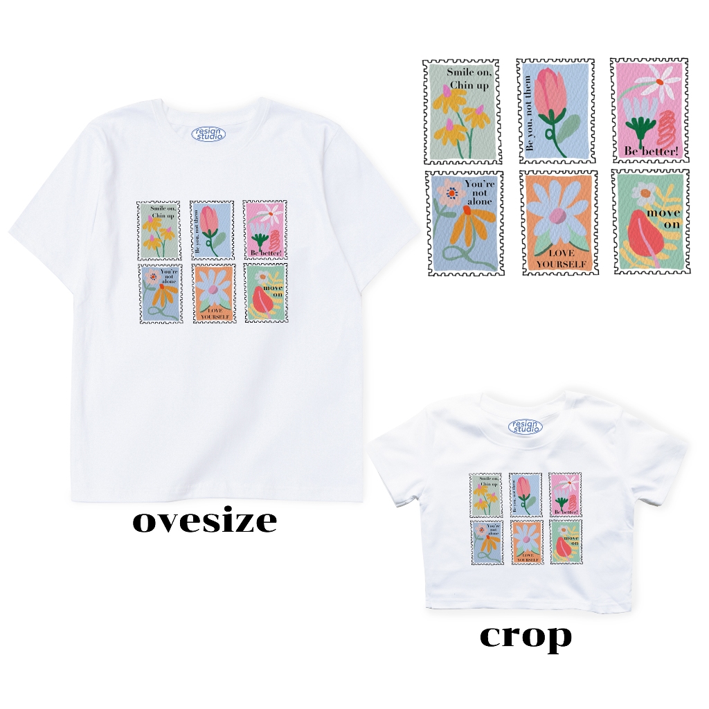 resign studio - crop&oversize ลาย Flower Stamps