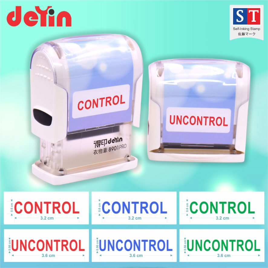 ST (deyin) ตรายางหมึกในตัว ข้อความสำเร็จ "CONTROL , UNCONTROL" หมึกคมชัดสุด ยางทนหนาชนิดพิเศษ (ยางระบบการพิมพ์)