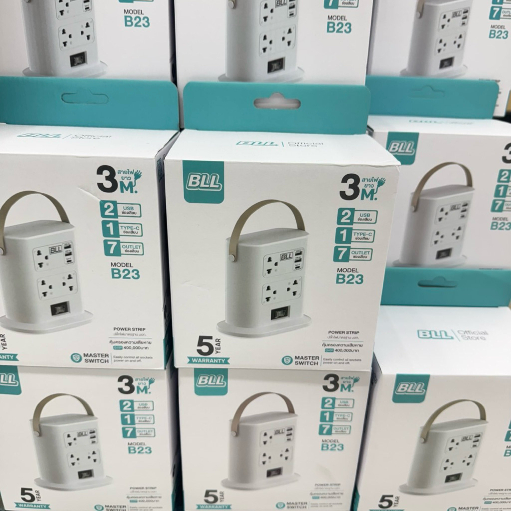 (พร้อมส่ง/แท้ มีมอก.) BLL ปลั๊ก TOWER 1 สวิตซ์ 7 ช่อง 2 USB 1C B23