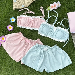 ส่งไวจากไทย ชุดว่ายน้ำแฟชั่น ชุดไปทะเล ทูพีช ชุดน่ารัก มีฟองน้ำ summer beach#0879