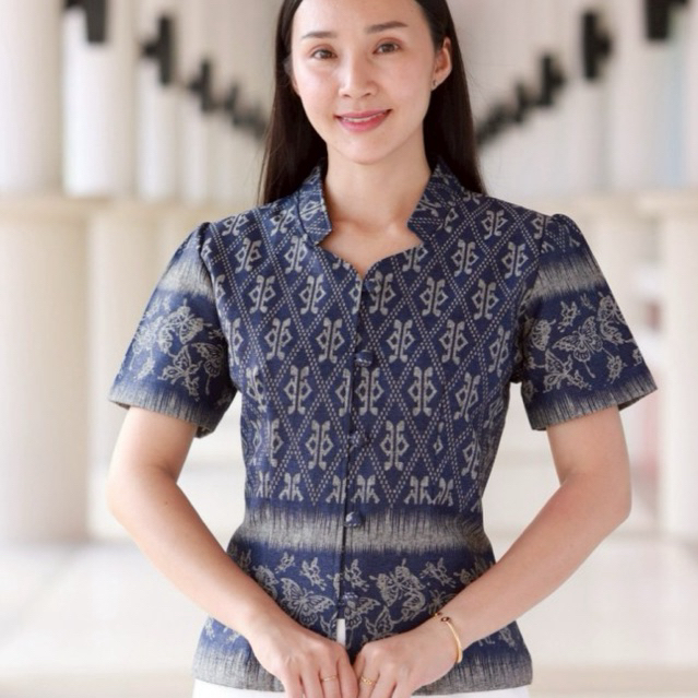 เสื้อทำงานสวยๆ หมักโคลน พิมพ์ลายสวยงาม เสื้อผ้าฝ้าย
