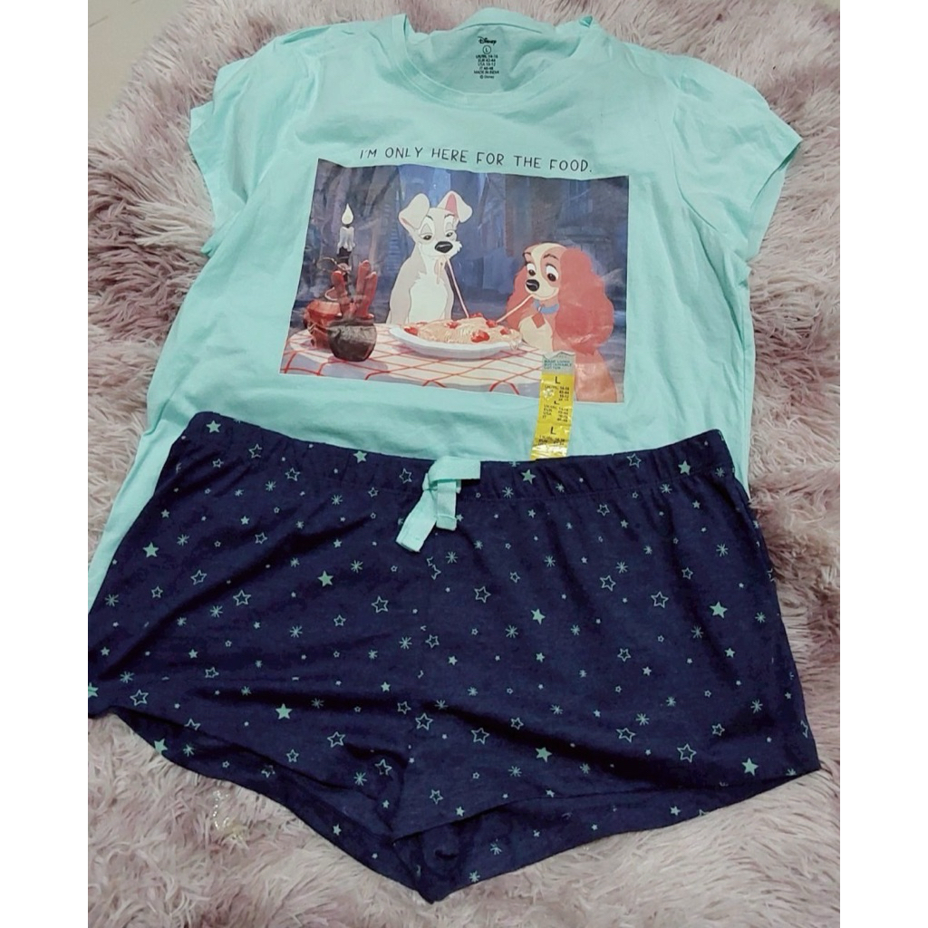 ชุดนอน Lady And The Tramp จาก ประเทศอังกฤษ  ไซส์ L อก 40” เอว 32”