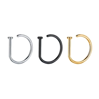 ห่วงจมูก ไม่ต้องเจาะ Nose Ring Without Hole D-Shaped Nose Ring Vacuum Plating - 1 ชิ้น