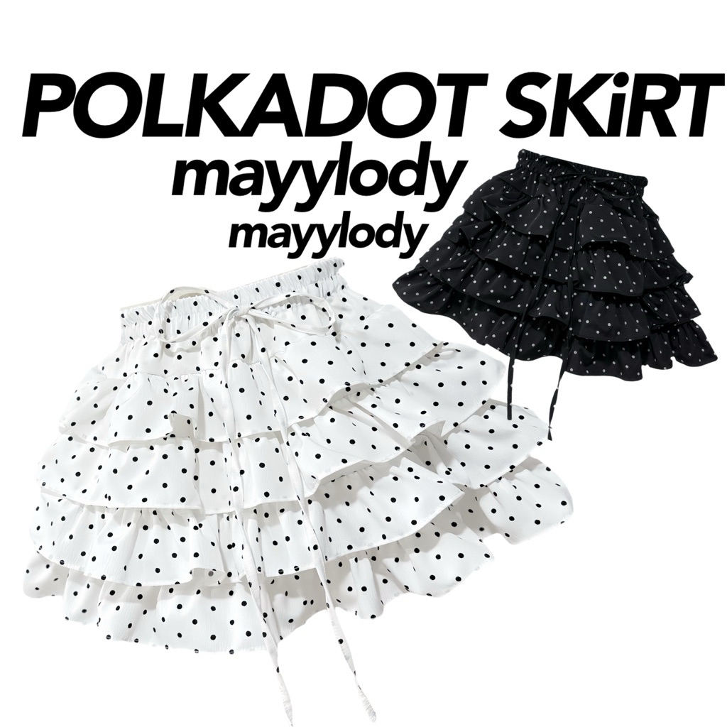 💓mayylody💓 Polkadot Skirt กระโปรง จับจีบระบาย4ชั้น (มีซับใน) มาใหม่ล่าสุด น่ารักสไตล์คุณหนู🎀🪞🌸 กระโปรงสั้น กระโปรงลายจุด