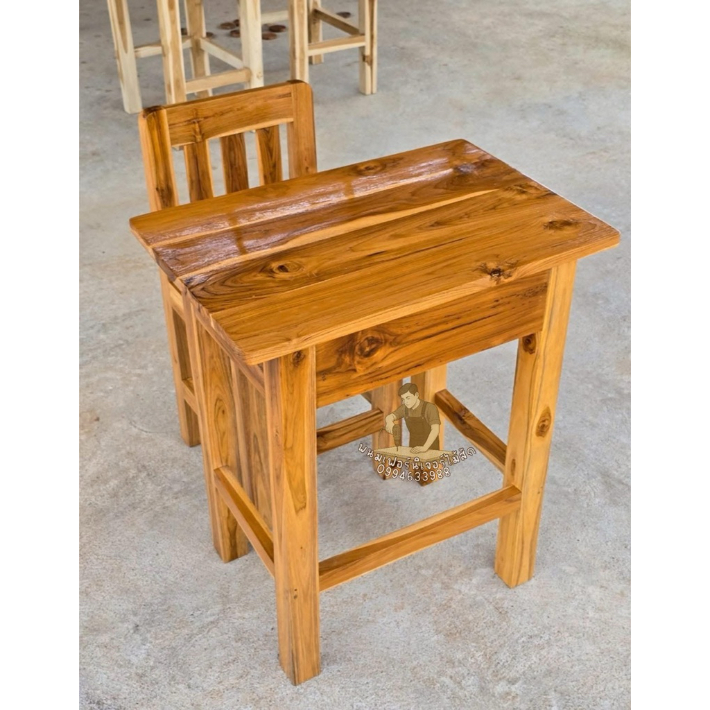 โต๊ะนักเรียนเด็ก โต๊ะไม้สักแท้ แข็งแรง ทนทาน - รูปที่ 2