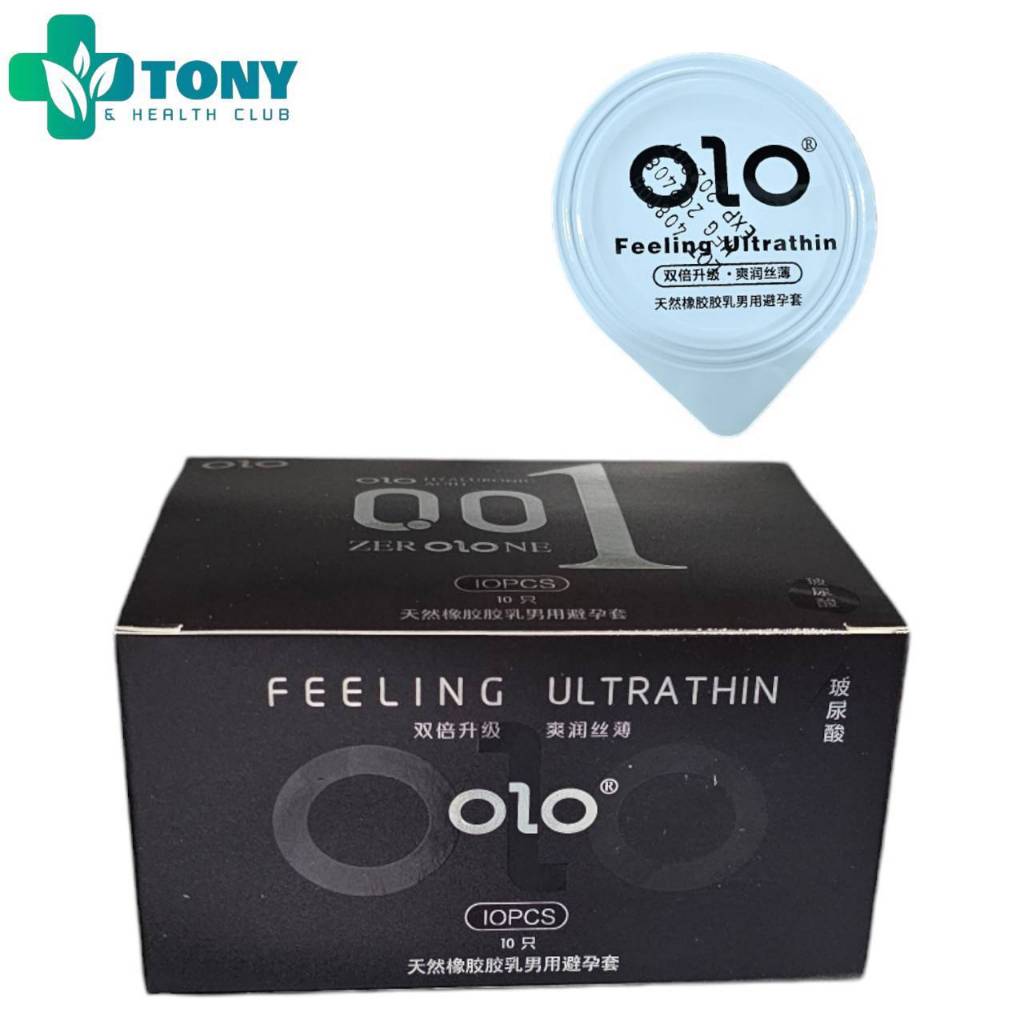 ถุงยางอนามัย โอแอลโอ บาง 001 สูตรบางพิเศษ ไซส์52+2 มม olo Condom Feeling Ultrathin Slim 001 Size 52+