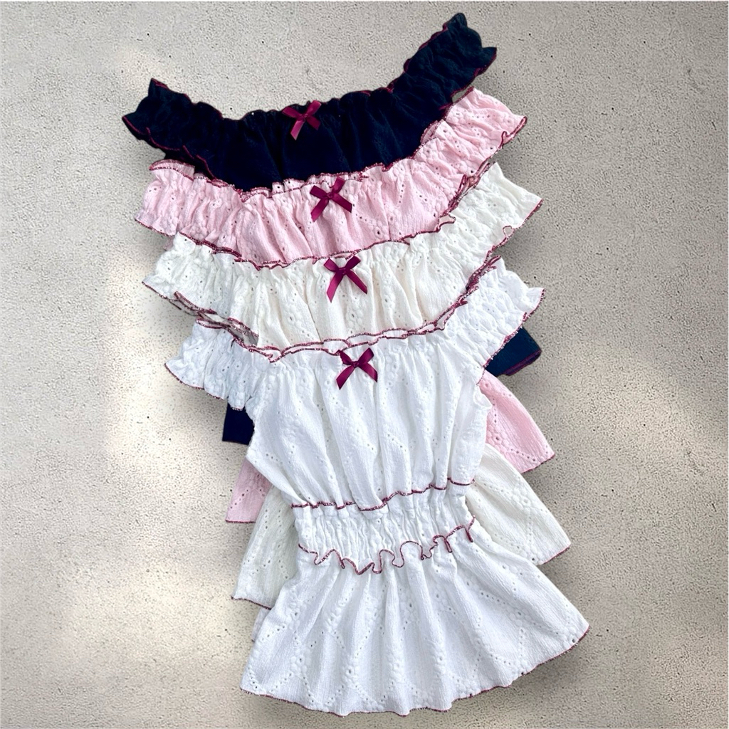 ❤️ Diiz’s ❤️ เสื้อกล้าม แขนย่น ตุ๊กตา สม็อกเอว แต่งโบว์ กุ๊นขอบ