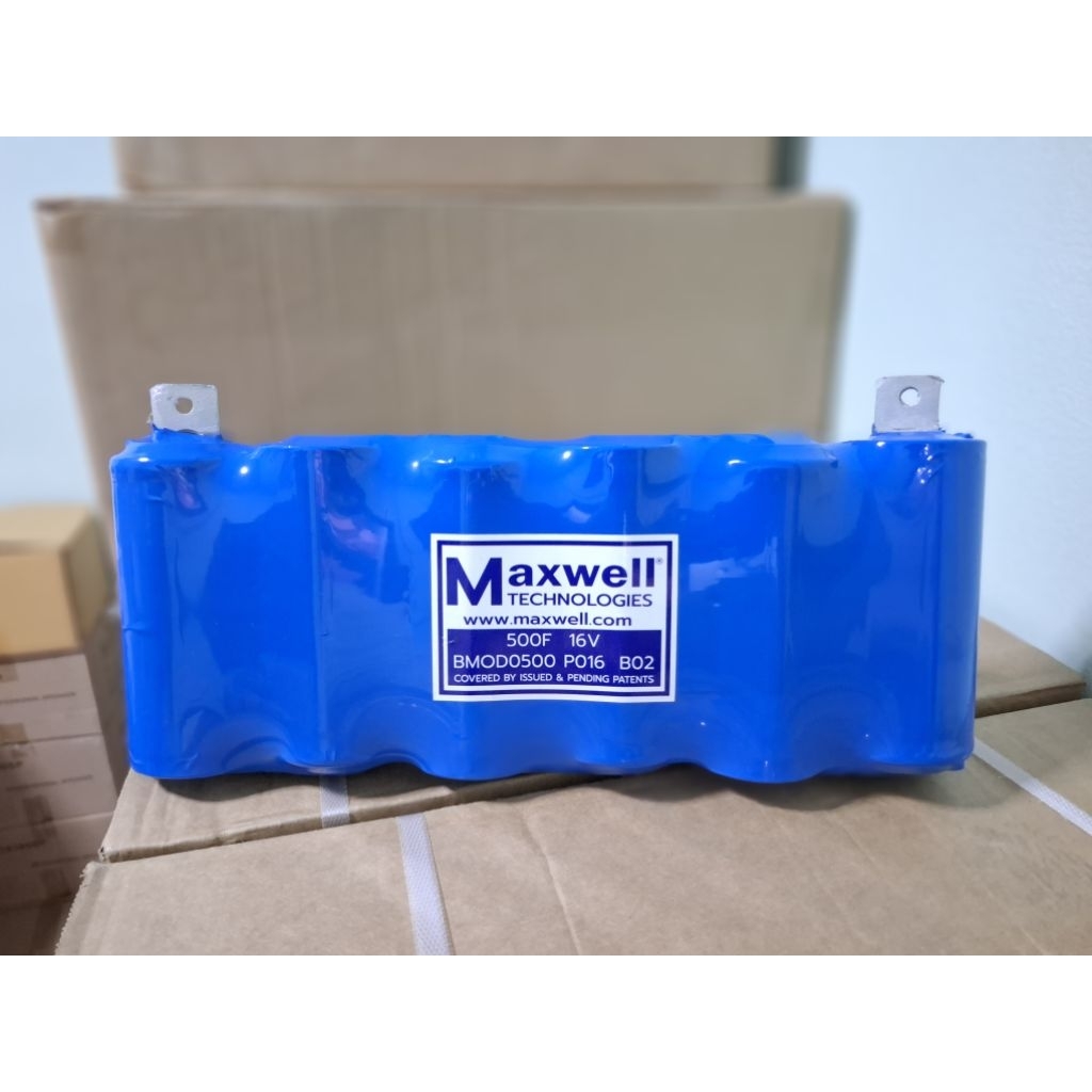 คาปา maxwell ของแท้ รับประกัน 1ปี คาปาซิเตอร์ 0-16v 500F (แพ็คฟ้า โลโก้ใหญ่ขาว) เครื่องเสียงรถยนต์