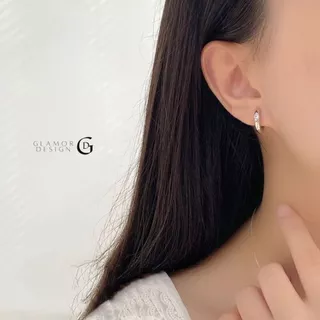 GLAMOR✨ต่างหู Pure Loop ตุ้มหูเพชร Zirconia ทรงเรียบหรู 925แท้ ดีไซน์โมเดิร์น ใส่สบาย