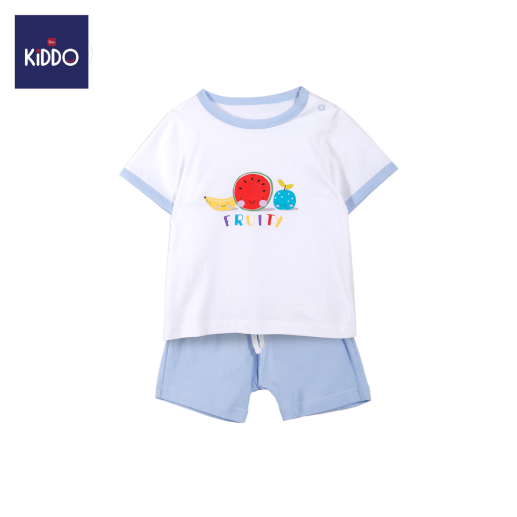 ENFANT (อองฟองต์) BSC KIDDO by Enfant ชุดเสื้อแขนสั้น+กางเกงขาสั้น สำหรับเด็ก 3-6 เดือน คอลเล็กชั่น Fruity สีฟ้า