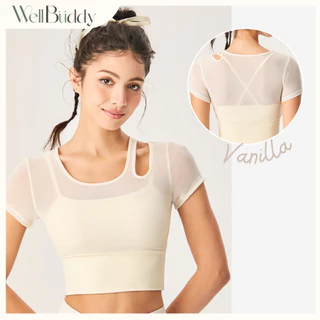 WellBuddy สปอร์ตบราแขนสั้น เสื้อโยคะ เสื้อออกกำลังกายแขนสั้น เสื้อพิลาทิส (Airy Top)