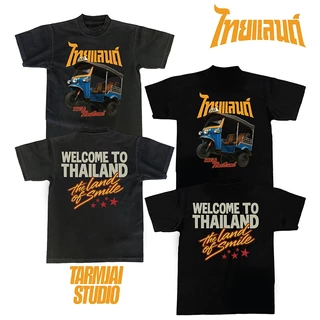เสื้อยืดโอเวอร์ไซส์ลาย"ตุ๊กตุ๊กไทยแลนด์"ผ้าโคตรเทพใส่สบายไม่ร้อนไม่ยับไม่ย้วยทรงสวย