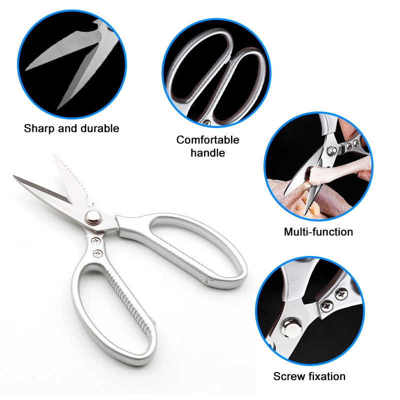 กรรไกรสแตนเลส SK5 กรรไกรตัดเนื้อตัดอาหาร กรรไกรครัว อุปกรณ์ทำอาหาร Kitchen ใช้สำหรับตัดอาหาร ตัดกระดูก และ ปลา ใช้งานได้ - รูปที่ 5