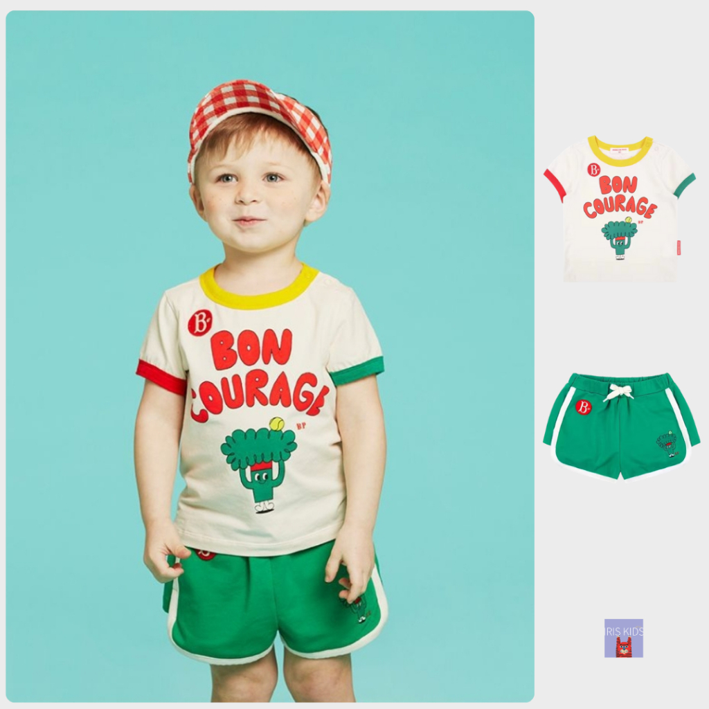 【พร้อมส่ง 】 Iris kids IKS095 JellyM Brocoli shirt-short ชุดเด็กแฟชั่น ลายการ์ตูน ใส่ไปโรงเรียน ไม่ร้อน