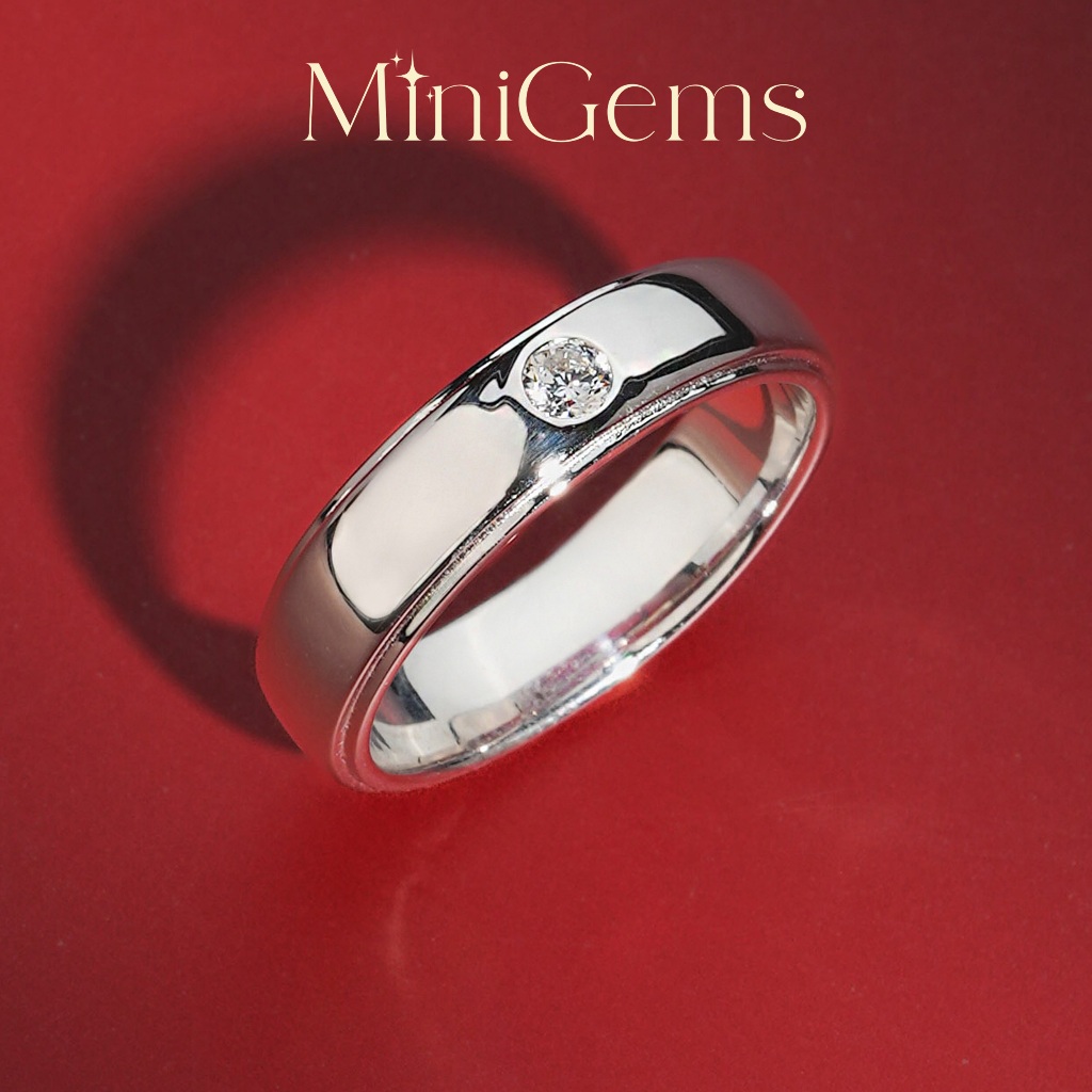 MiniGems แหวน เงินแท้ 92.5 เพชรสวิส(CZ) แหวนคู่ แหวนแต่งงาน แหวนผู้หญิง แหวนผู้ชาย 07417