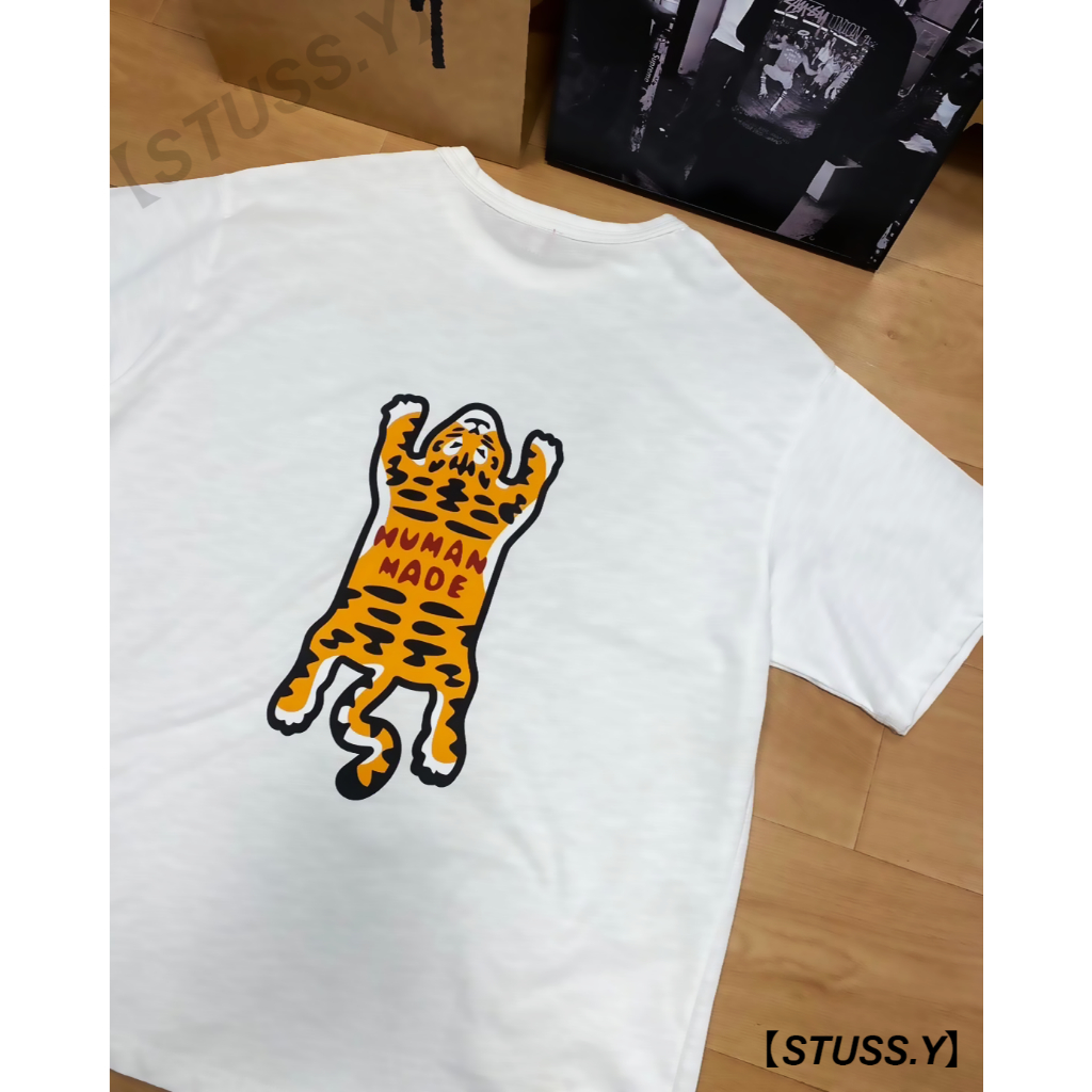 STA.STA.เสื้อยืดสีขาวเสือหลัง Human Made vgh tee