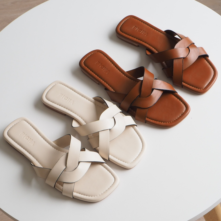 🍇GRAPE🍇รองเท้าแตะผู้หญิงแฟชั่น ดีไซน์เรียบหรู สีพื้น สานหน้า สวยหรู ดูแพง แมทช์ง่าย ทุกลุคทุกสไตล์ P