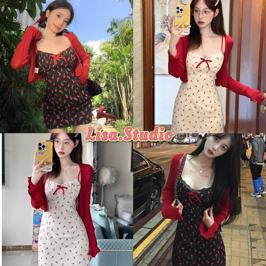 Lisaพร้อมส่ง🍅มินิเดรสสายเดียว🍅ชุดเดรสสั้น แต่งลูกไม้ เดรสเกาหลีเอวลอยทรงเข้ารูป เซ็กซี่ ชุดไปทะเลสไตล์สาวหวานปนเซ็กซี่