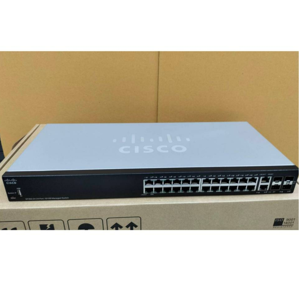 CISCO SF350-24      24-port  10/100  Managed Switch  สินค้าใหม่  มีอุปกรณ์ในกล่องให้ครบคะ