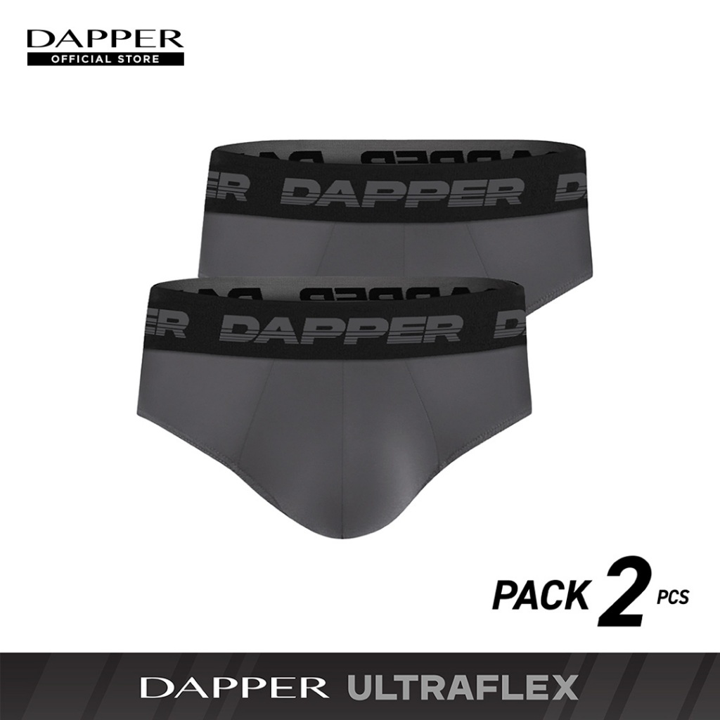 DAPPER แพ็ค 2 ชิ้น กางเกงชั้นในชาย Dapper Ultraflex ทรง Briefs สีเทา (UB1/GY/015E)