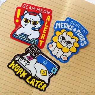 🏠 พร้อมส่ง 🏠 สติกเกอร์ กันน้ำ ชุด My Home Cat Sticker Vol.1 by Miah Studio ลายเจ้าแมวสามัญประจำบ้าน กับแคปชั่นกวนๆ