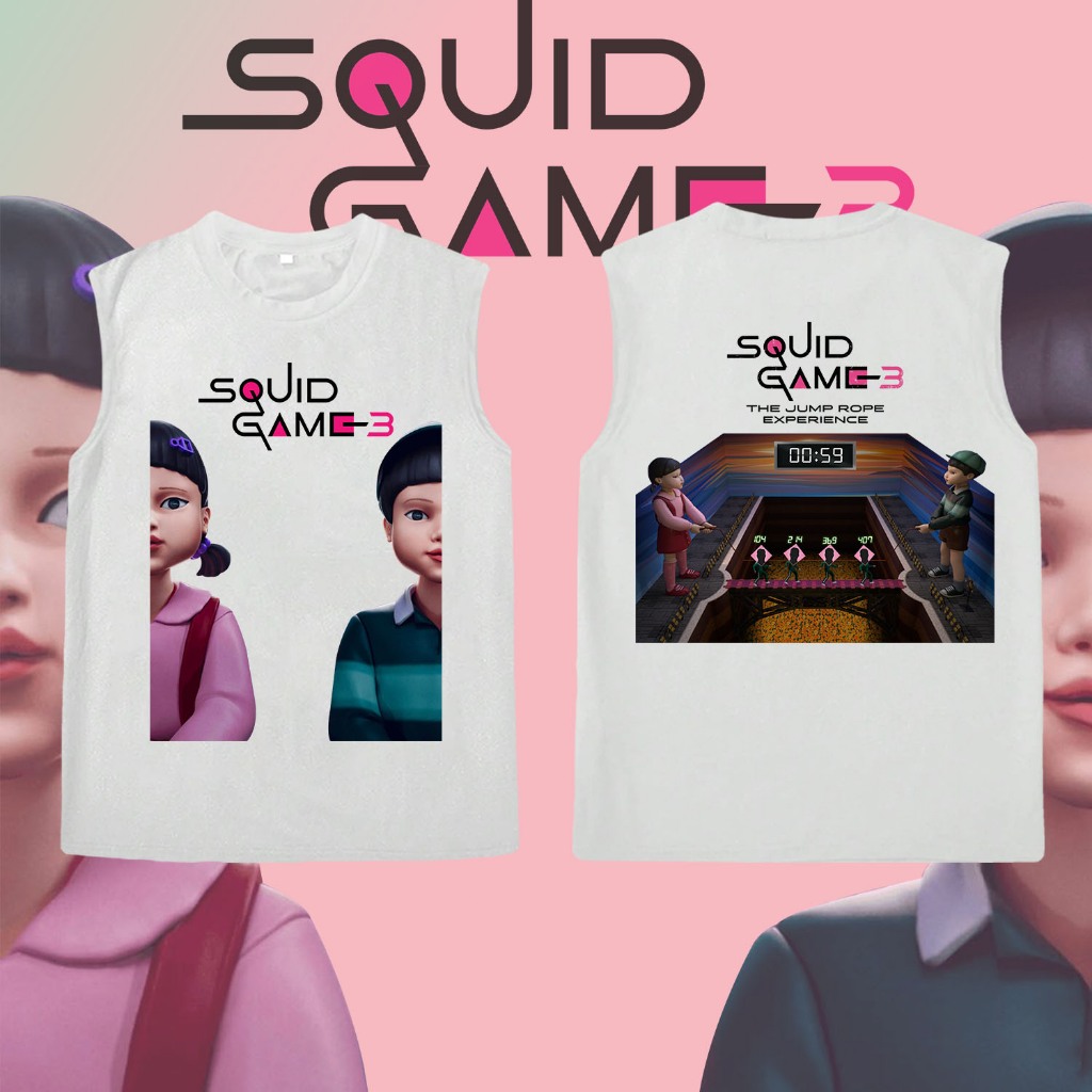 ร้อน!!! เสื้อ 'Squid Game 3' เสื้อกั๊กไม่มีแขนพิมพ์สองด้าน S-3XL