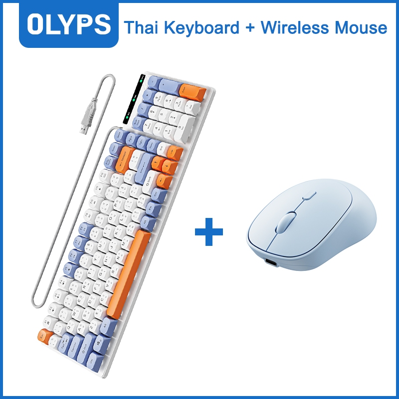 OLYPS คีย์บอร์ด Keyboard+Mouse ชุดคีย์บอร์ดและเมาส์ คีย์บอร์ดเสียงเงียบ เมาส์ไร้สาย keyboard