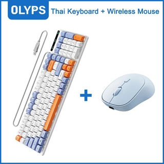 OLYPS คีย์บอร์ด Keyboard+Mouse ชุดคีย์บอร์ดและเมาส์ คีย์บอร์ดเสียงเงียบ
