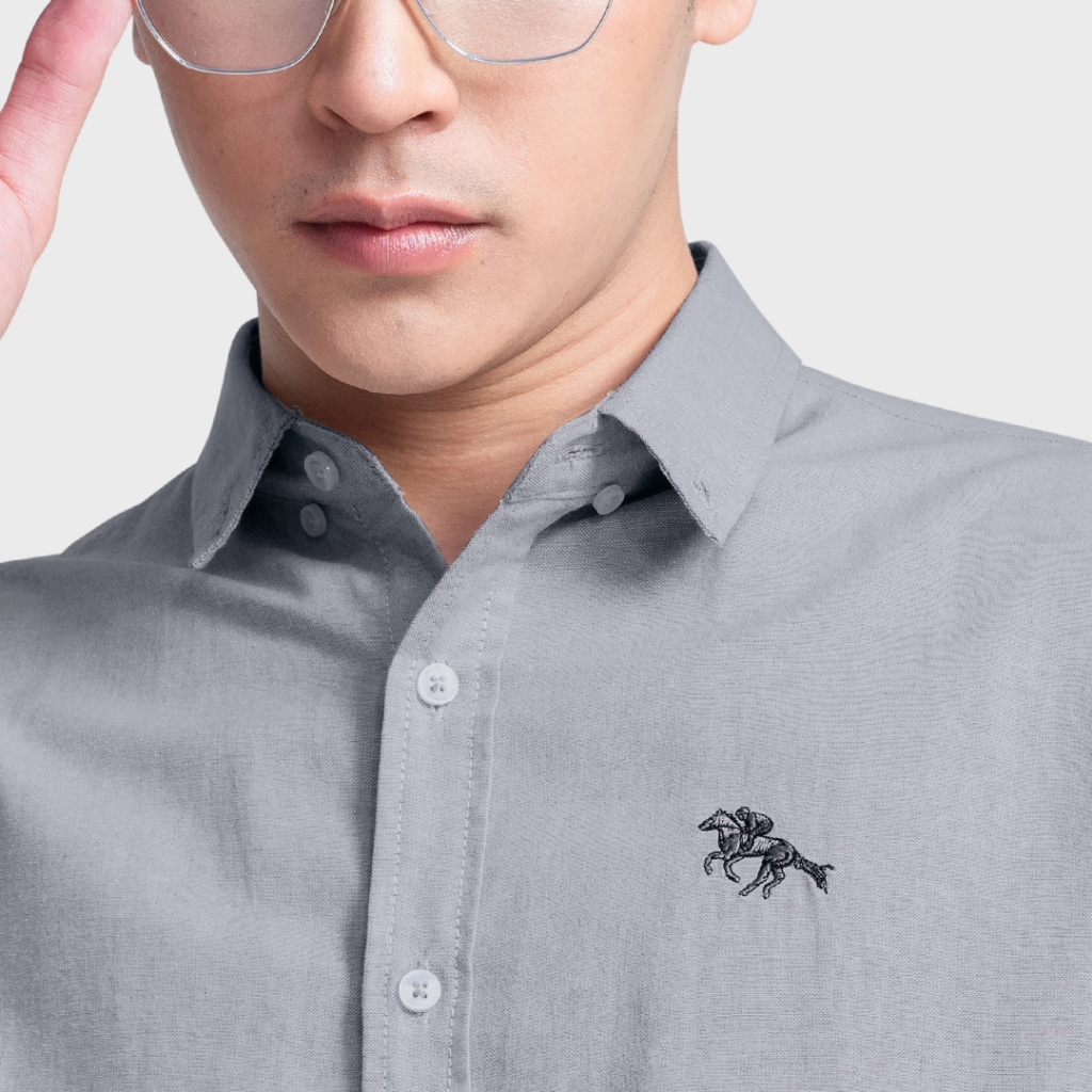 GALLOP : OXFORD CASUAL SHIRT เสื้อเชิ๊ตแขนยาว ผ้า OXFORD รุ่น GW9032 สี Black Grey - เทาดำ / ราคาปกติ 2,190.- - รูปที่ 3