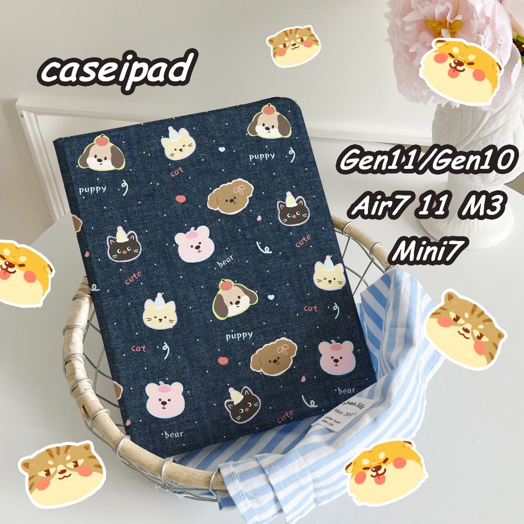 🚀จัดส่งทันที🚀เคสไอแพด น่ารัก เดนิม Gen9 Pro13 Air8/7 11 Pro11 Gen11/10 ลูกสุนัข เคสipad Gen6/5 Mini7