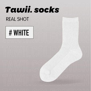 Tawii. ถุงเท้ายาว ถุงเท้าวิ่ง ถุงเท้าขาว ถุงเท้ากีฬา ฟรีไซส์ ผ้าฝ้าย100% Unisex