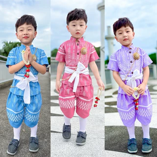 ชุดไทยเด็กชายหล่อมาก👉 ( เซ็ท3ชิัน เสื้อ+โจงกระเบน+ผ้าคาดรีบ) 🔥ร้านจัดส่งภายใน24.ชั่วโมง🚗