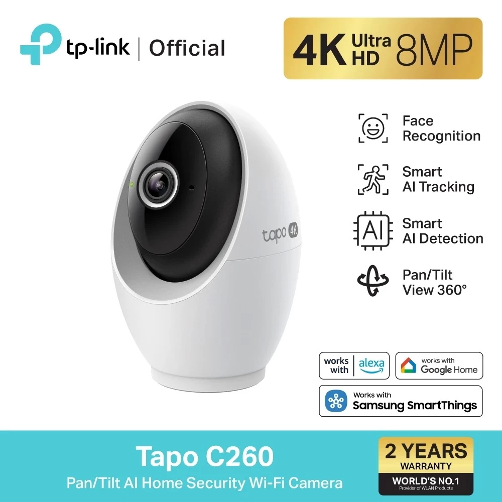 Tapo C260 4K 8MP สินค้าขายดี Pan/Tilt AI Home Security Wi-Fi Camera