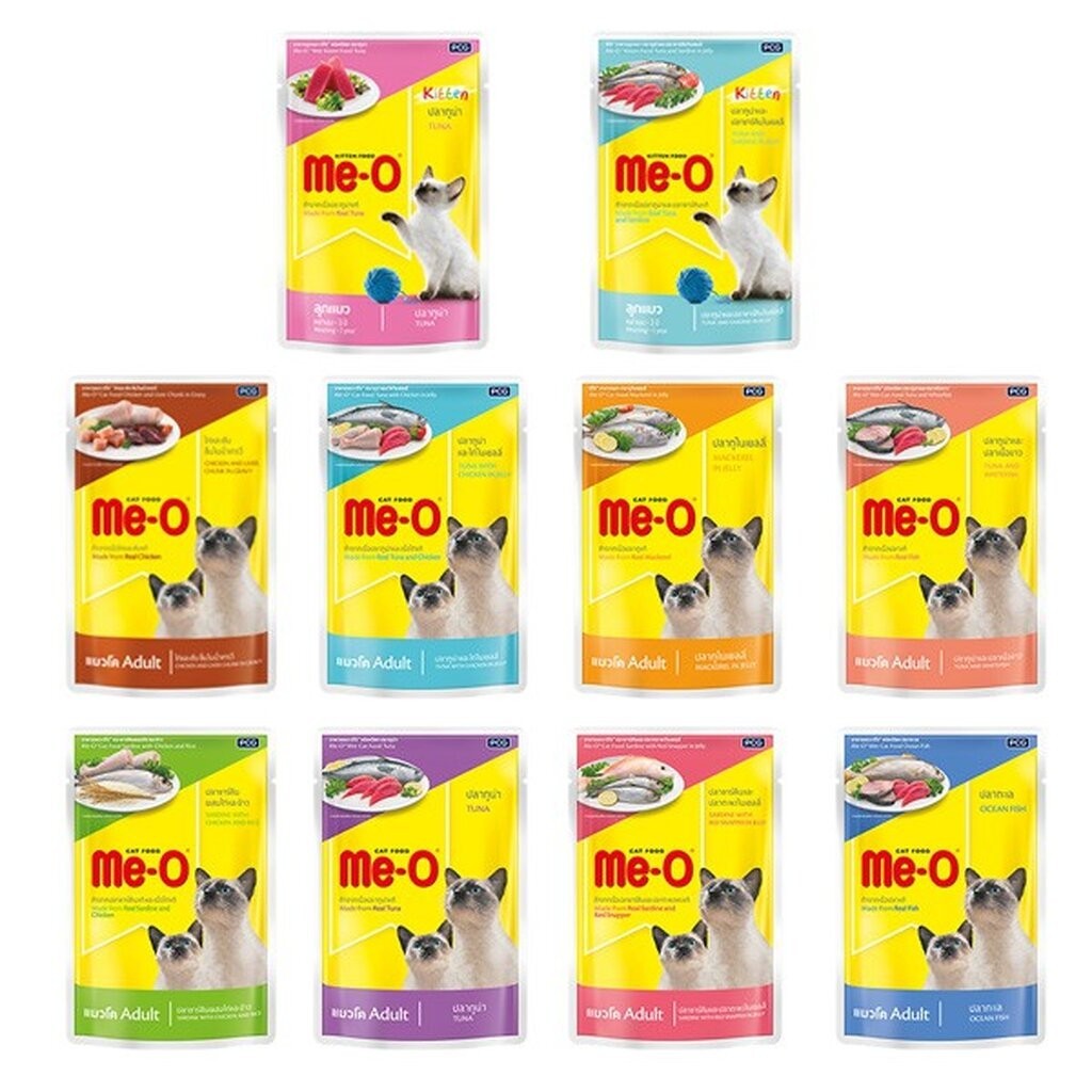 Me-O มีโอ  อาหารแมวเปียก ขนาด 80X12 ซอง