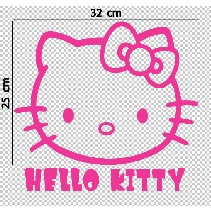 สติกเกอร์ ตัด ไดคัท หน้า คิตตี้ แบบมีตา กับไม่มีตา + คำว่า HELLO KITTY  แบบและขนาดตามภาพตัวอย่าง (PVC กันน้ำ ทนแดด)