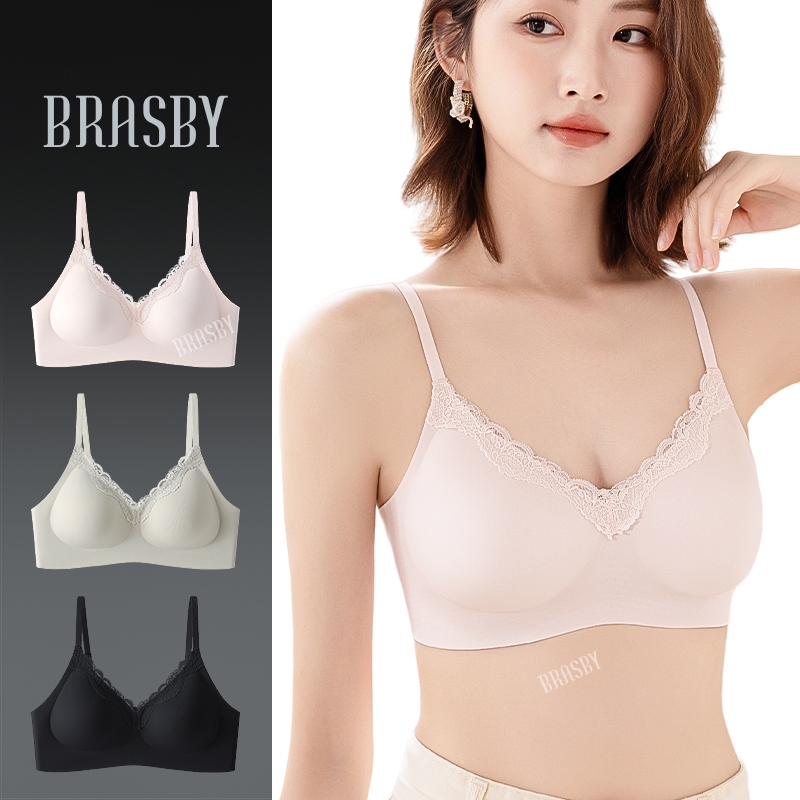 🎉Brasby🎉Bra ยกทรงหญิง ลูกไม้ ไร้รอยยาง ใส่สบาย ทรงบางระบายอากาศดี ยกกระชับหน้าอกธรรมชาติ