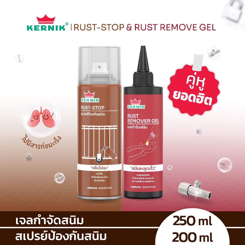 เคอร์นิค เจลกำจัดสนิม และ สเปรย์ป้องกันสนิม แบบแพ็คคู่ ขนาด 250g และ 200ml