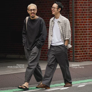 TRUFFLE RIPSTOP CARGO PANTS - กางเกงทรงตรง ขากว้าง เอวยางยืด ผ้า COTTON