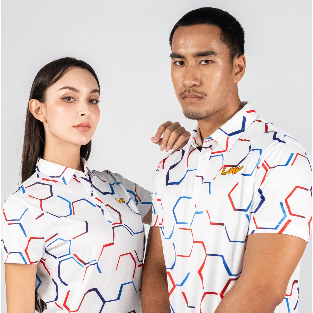 เสื้อโปโลกอล์ฟ LMV HEXXA RACERS ลายหกเหลี่ยมสีสด สไตล์นักแข่ง สปอร์ตเท่ ใส่แล้วหล่อพุ่ง!