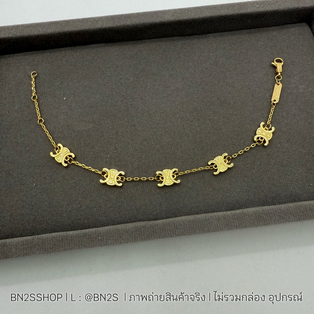 [ออริ] สร้อยข้อมือประดับจี้เซรีน สีทอง งานปั๊มแบรนด์ งานสวย 1:1 พรีถุงกระดาษ สร้อยสายโซ่สลับจี้ ซูมดูได้เลยงานสวย ละเอีย