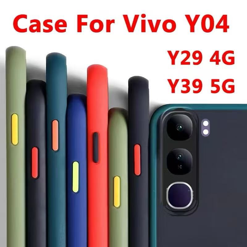 เคสขอบสีหลังด้าน สำหรับ Vivo Y31 5G Y21D Y19S Y200 Y04 Y29S Y29 Y300 Y39 V29 V29E V27 Pro Y100 V50liteเคสกันกระแทก