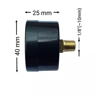 แวคคั่มเกจ เกจวัดสูญญากาศ (Vacuum Gauge) หน้าปัด 40 มม. -30inHg/-1bar เกลียวออกหลัง BSP 1/8"(1หุน)