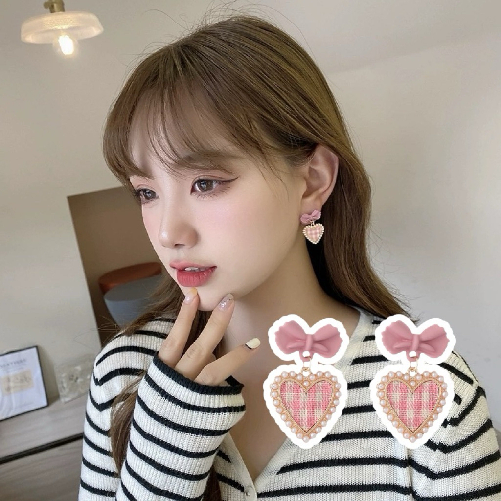 ต่างหู รูปโบว์ ประดับมุก Sasa Earrings (รหัสER48)
