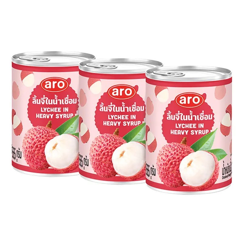 Aro เอโร่ ลิ้นจี่ในน้ำเชื่อม 565 ก. x 3  มีส่งแบบ express delivery ได้สินค้าภายในวัน