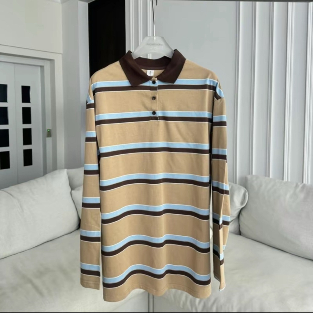 เสื้อโปโลแขนยาว Phomthong สีเบจฟ้า